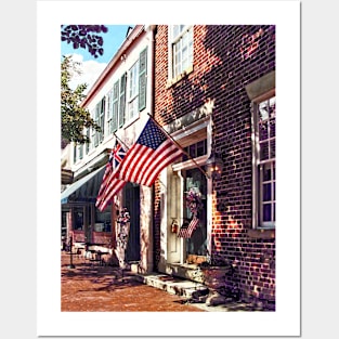 Fredericksburg VA - Street With American Flags Posters and Art